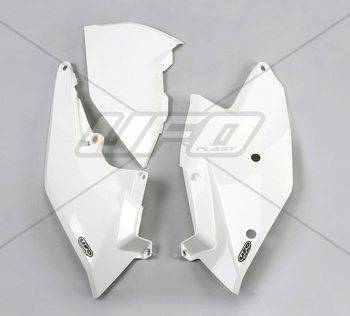 UFO BOCZKI TYLNE KTM SX/SXF '16-'18, EXC/EXCF TPI '17-'19 Z POKRYWĄ FILTRA POWIETRZA KOLOR BIAŁY