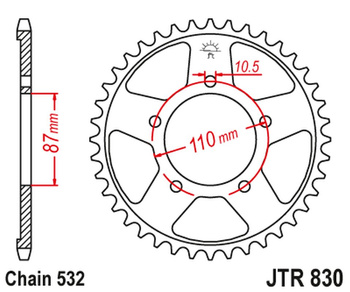 JT ZĘBATKA TYLNA 821 46 SUZUKI GSX-R 1100 '86-88 (82146JT) (ŁAŃC. 532)