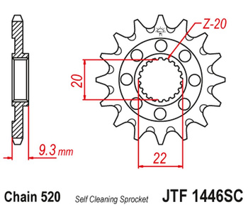 JT ZĘBATKA PRZEDNIA 2146 14 KAWASAKI KXF 250 '06-'17 SAMOOCZYSZCZAJĄCA (214614JT) (ŁAŃC. 520)