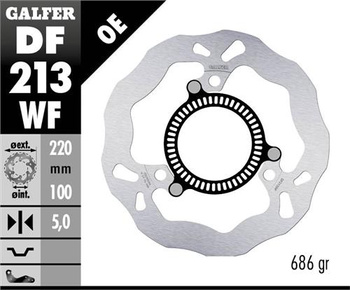 GALFER TARCZA HAMULCOWA TYŁ KAWASAKI NINJA 300 R SP (ABS) '13-, NINJA 400 / ABS '18-, Z 400 '20- (220X100X5MM) WAVE