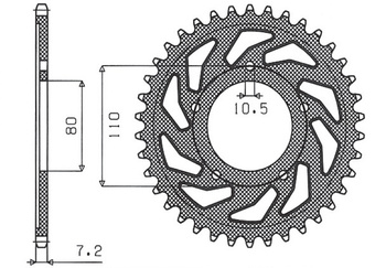 SUNSTAR ZĘBATKA TYLNA 4350 44 HONDA VT 600C SHADOW '90-'07 (JTR1332.44) (ŁAŃC. 525) (435044JT)