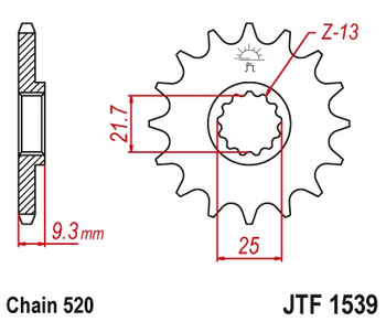 JT ZĘBATKA PRZEDNIA 2273 15 KAWASAKI EX250/300 NINJA '08-'16 (227315JT) (ŁAŃC. 520)