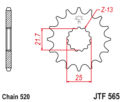 JT ZĘBATKA PRZEDNIA Z GUMĄ 565 14 YAMAHA YZF/WRF 400/426/450, CF MOTO 400 '19-, 650 GT/NK '21-'23 (56514JTS) (ŁAŃC. 520) YFZ 450 '04-'13 - ZAMÓWIĆ