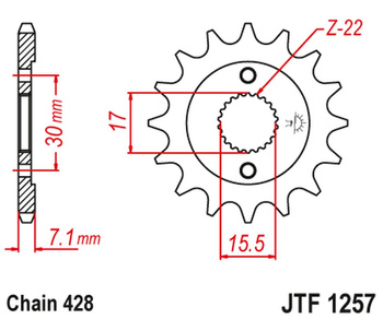 JT ZĘBATKA PRZEDNIA 332M 14 HONDA CR80/85 (332M14JT) (ŁAŃC. 428)
