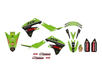 BLACKBIRD KOMPLET NAKLEJEK (OKLEIN) KAWASAKI KX 250F '21-'23, KX 450F '19-'24 REPLICA KAWASAKI RACING F&H 22 KOLOR ZIELONY CZARNY