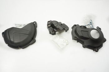 POLISPORT ZESTAW OSŁONA POKRYWY (DEKLA) ALTERNATORA ORAZ OSŁONA POKRYWY SPRZĘGŁA I OSŁONY POMPY WODY YAMAHA YZ 450F '15-'17 (8460700001+8458400001+8484500001) KOLOR CZARNY