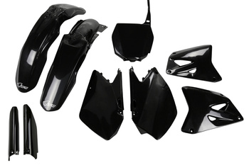 UFO 2024/11 KOMPLET PLASTIKÓW (FULL KIT) Z OSŁONAMI TELESKOPÓW (AMORTYZATORÓW) SUZUKI RM 125 / 250 '06-'24 KOLOR CZARNY
