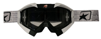 ARIETE GOGLE RIDING CROWS BASIC KOLOR CZARNY/BIAŁY/SREBRNY, SZYBKA ANTI FOG, ANTI SCRATCH, UV, ROLL-OFF READY, GĄBKA 2 WARSTWOWA