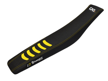 BLACKBIRD POKROWIEC / POSZYCIE NA SIEDZENIE HUSQVARNA CR/WR 125/250 '00-'05, TE/TC 250/450 '02-'04 DOUBLE GRIP 3 KOLOR CZARNY ŻÓŁTY