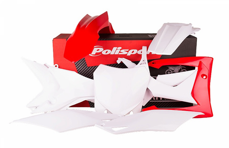 POLISPORT WYPRZEDAŻ KOMPLET PLASTIKÓW HONDA CRF 250R '14-'17; CRF 450R '13-'16 KOLOR BIAŁO CZERWONY OEM