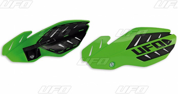 UFO OSŁONY RĄK (HANDBARY) FLAME KAWASAKI KXF 250/450 '13-'17, KOLOR ZIELONY/CZARNY (Z MOCOWANIAMI)