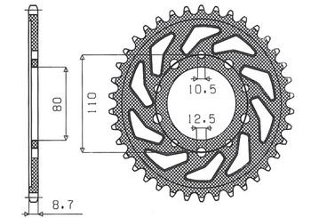 SUNSTAR ZĘBATKA TYLNA 334 40 HONDA VF 750C MAGNA '94-'04 (RC43) (JTR1334.40) (ŁAŃC. 530) (33440JT)