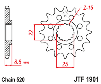 JT ZĘBATKA PRZEDNIA Z GUMĄ 1248 14 KTM SX/EXC '91-'22, GASGAS, BETA, HUSQVARNA (124814RB) (ŁAŃC. 520) - ZAMÓWIĆ