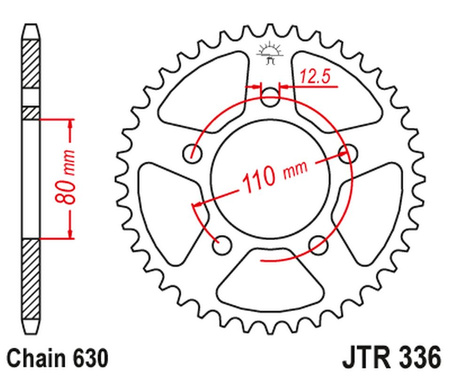 JT ZĘBATKA TYLNA 336 34 HONDA CBX 1000 '78-79' (SC03) (33634JT) (ŁAŃC.630) NA ZAMÓWIENIE