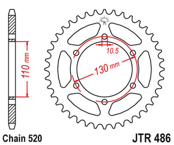 JT ZĘBATKA TYLNA 504 43 KAWASAKI EX250R NINJA '08-'12 (50443JT) (ŁAŃC. 520) CZARNA