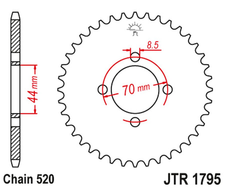 JT ZĘBATKA TYLNA 4493 24 SUZUKI LT80 QUADSPORT '89-'06 (449324JT) (ŁAŃC. 520)