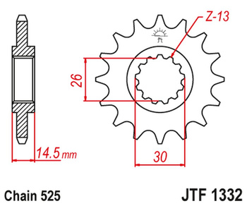 JT ZĘBATKA PRZEDNIA 2047 16 Z GUMĄ HONDA CB 750F2 '92-'00 (204716JT) (ŁAŃC. 525)