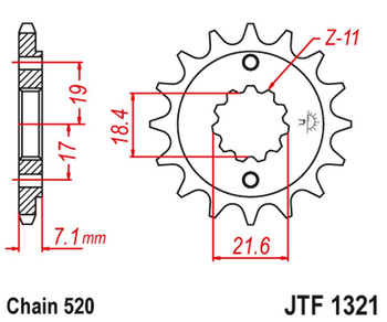 JT ZĘBATKA PRZEDNIA 2067 12 HONDA CBF 250, XR 250R (206712JT) (MOŻNA STOSOWAĆ JAKO 2506 12 ORAZ 2261 12) (ŁAŃC. 520)