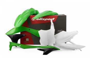 POLISPORT WYPRZEDAŻ KOMPLET PLASTIKÓW KAWASAKI KX 450F '16-'18 KOLOR ZIELONO BIAŁY OEM