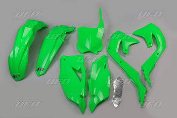UFO KOMPLET PLASTIKÓW KAWASAKI KXF 250 '21-24, KXF 450 '19-23 KOLOR ZIELONY FLUO (KA227AFLU)
