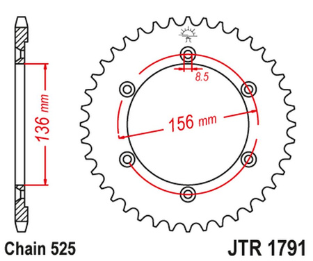JT ZĘBATKA TYLNA 4365 42 SUZUKI DR 650 SE '96-'12 (436542JT) (ŁAŃC. 525)