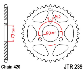 JT ZĘBATKA TYLNA 239 50 HONDA MTX 80R '83-'86, MBX 50 (23950JT) (ŁAŃC. 420)
