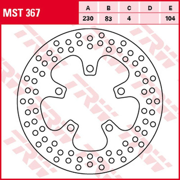 TRW ZF TARCZA HAMULCOWA TYŁ KAWASAKI ZX-7R NINJA '96-'02, ZX-7RR NINJA '96-'99, ZXR 750/R '89-'95, ZX-9R NINJA '94-'97 (230X83X4MM) (NG1225;NG1225X)