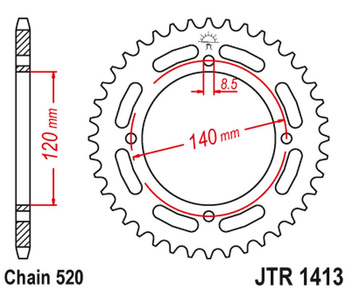 JT ZĘBATKA TYLNA 4354 39 KAWASAKI KXF A TECATE '87-88' (ATV) (435439JT) (ŁAŃC.520) NA ZAMÓWIENIE