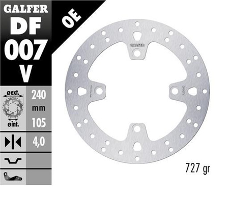 GALFER TARCZA HAMULCOWA TYŁ HONDA XL 600/650/700V TRANSALP '91-'07; CB 500 '97-'05; CB750 '92-'02; CB 900 HORNET '02-'07; BUELL '93-'10 (240X105,5X4MM)