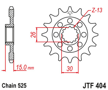 JT ZĘBATKA PRZEDNIA 2198 14 BMW S1000RR '09-'20 (219814JT) (ŁAŃC. 525) (-3)