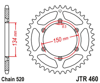 JT ZĘBATKA TYLNA 489 43 KAWASAKI KX/KXF `84-20 (48943JT) (ŁAŃC. 520)