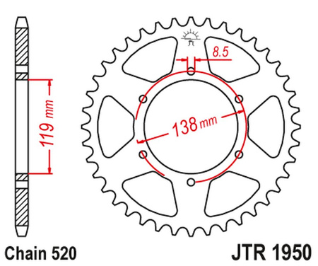 JT ZĘBATKA TYLNA 213 48 HUSABERG FC/FE/MX 350/400/499/501/600 '92-99' (21348JT) (ŁAŃC520)