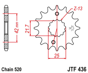 JT ZĘBATKA PRZEDNIA 438 14 SUZUKI GSX 400 F '81-'86, RG 250 GAMMA '83-'88 (43814JT) (ŁAŃC. 520) - MOŻE ZASTĄPIĆ JTF565.14