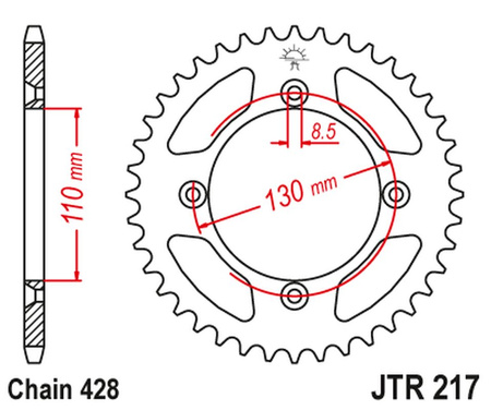 JT ZĘBATKA TYLNA 249 52 HONDA CR80 '86-02', CR85 '03-07' (24952JT) (ŁAŃC.428)