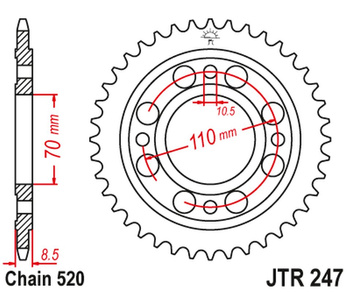JT ZĘBATKA TYLNA 247 36 HONDA CB/CBX 250 '78-84', CB 400 N/T '81-83' (24736JT) (ŁAŃC.520)