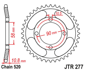 JT ZĘBATKA TYLNA 274 45 HONDA XL 200 PARIS-DAKAR '84-90' (27445JT) (ŁAŃC.520)