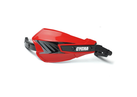 CYCRA OSŁONY RĄK (HANDBARY-ALUMINIOWY RDZEŃ) Z MOCOWANIAMI (22 / 28,6MM) MODEL VORTEX KOLOR CZERWONY