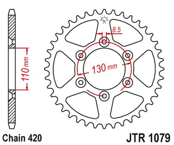 JT ZĘBATKA TYLNA CPI 50SM '06-12 (JTR1079.53)* (ŁAŃC. 520)