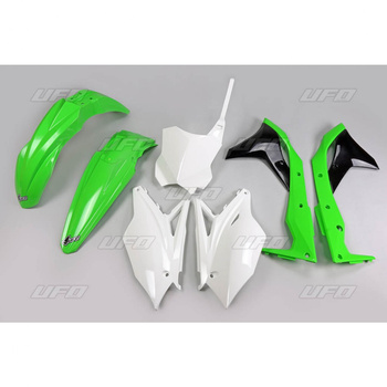 UFO KOMPLET PLASTIKÓW KAWASAKI KXF 250 '18-'20 KOLOR OEM '18 (BIAŁY/ZIELONY) (KA225E999)