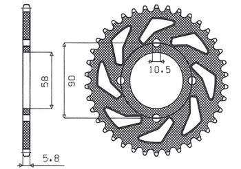 SUNSTAR ZĘBATKA TYLNA 279 39 HONDA XL 125V VARADERO '01-'13, KTM 200 DUKE '12-'14, 125 DUKE '11-'13 (JTR273.39) (ŁAŃC. 520) (27939JT)