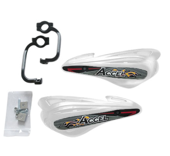 ACCEL OSŁONY RĄK (HANDBARY) Z MOCOWANIEM ALUMINIOWYM MX (22+28MM) (ALU-CZARNY, PLASTIK-BIAŁY)