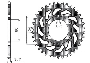SUNSTAR ZĘBATKA TYLNA 501 33 KAWASAKI Z 750C '80-87, GPZ 1100 '81-85, GPZ 750 '83-89, GPZ 750 TURBO '82-87 (ŁAŃC. 630)