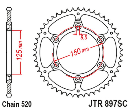 JT ZĘBATKA TYLNA 899 40 KTM EXC/SX/EXC-F 200/250/300/400/450/530 ULTRALITE SAMOOCZYSZCZAJĄCA (89940JT) (ŁAŃC. 520)