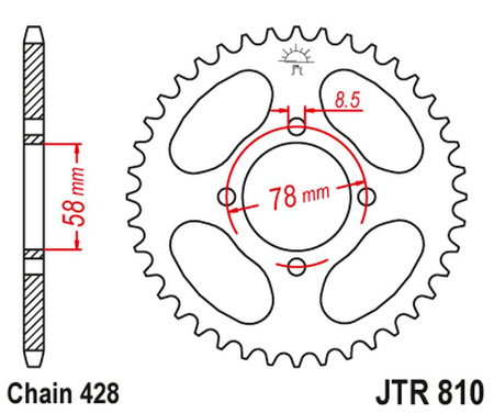 JT ZĘBATKA TYLNA 810 36 SUZUKI GN 125 '82-'00 (-6) (81036JT) (ŁAŃC. 428)