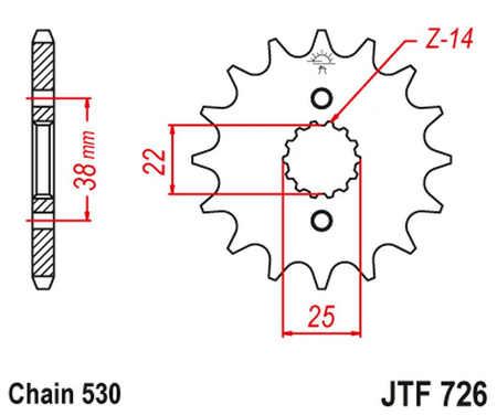 JT ZĘBATKA PRZEDNIA 728 15 CAGIVA 750 ELEFANT/INDIANA (72815JT) (ŁAŃC. 530)NA ZAMÓWIENIE