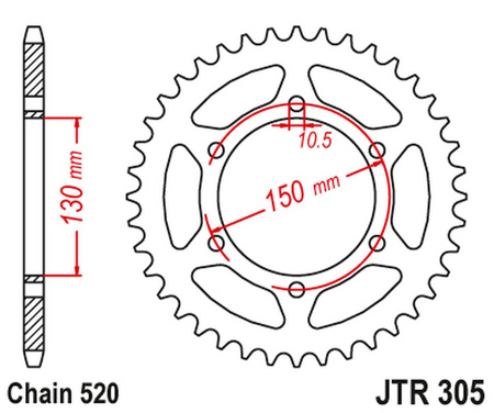JT ZĘBATKA TYLNA 236 46 HONDA NX 650 '95-'01, YAMAHA XJ 6 '09-'15 (23646JTZBK) (ŁAŃC. 520) - PATRZ RÓWNIEŻ 430946 (23646JTZBK) KOLOR CZARNY