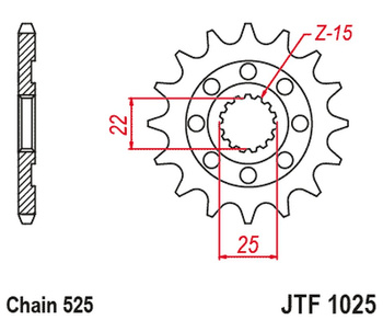JT 2024/03 ZĘBATKA PRZEDNIA 2354 15 ROYAL ENFIELD HIMALAYAN 411 '16-'22, SCRAM 411 '22-'23, CINTINENTAL / INTERCEPTOR 650 '19-'22 (235415JT) (ŁAŃC.525)