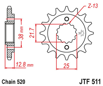 JT ZĘBATKA PRZEDNIA 511 16 KAWASAKI KLR 650 '90-'14 (51116JT) (ŁAŃC. 520)