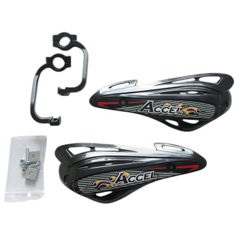 ACCEL OSŁONY RĄK (HANDBARY) Z MOCOWANIEM ALUMINIOWYM MX (22+28MM) (ALU-CZARNY, PLASTIK-CZARNY)