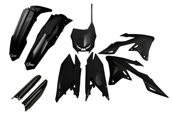 UFO 2024/11 KOMPLET PLASTIKÓW (FULL KIT) Z OSŁONAMI TELESKOPÓW (AMORTYZATORÓW) SUZUKI RMZ 250 '19-'25, RMZ 450 '18-'25 KOLOR CZARNY